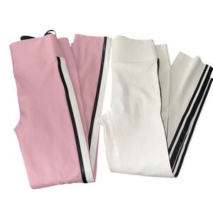 SPRWMN bundle striped Leather Leggings Triple Stripe High Waist Cropped Pants